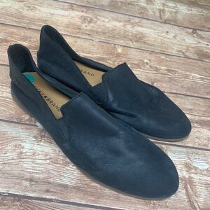 Lucky Brand Cahill Black Leather Flat Slip On Loafers Shoes Women's 8 EU 38